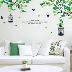 Decal dán tường cành cây và lồng chim AY9045 framedecals