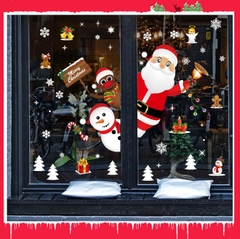 Decal trang trí giáng sinh noel -Ông già noel người tuyết và hộp quà SK9241 decalforchristmas Dễ dàng thi công và tháo bỏ Phù hợp dán trên tất cả các bề mặt nhẵn mịn