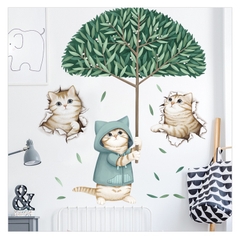 Decal dán tường Tranh dán tường Sticker Dán Tường Mẫu Những chú mèo ZH101