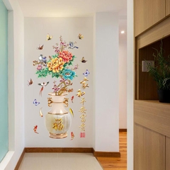 [size lớn ] Decal dán tường lọ hoa đào SK2019AB-flowerdecal-Scenedecal