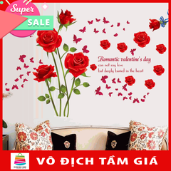 Decal dán tường HOA HỒNG ĐỎ 9195-flowerdecal