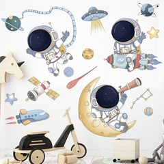 Decal dán tường Sticker dán tường in chất lượng cao có keo mặt sau mẫu Em khám phá vũ trụ ZH93