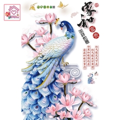 Decal dán tường Chim Công SK9374 trang trí tường phòng khách phòng ngủ - Sticker - Miếng dán tường - Hình dán