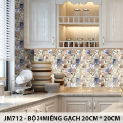 [HCM]Bộ 24 Sticker Decal gạch bông 20cm*20cm - Sticker Decal dán tường kính sàn nhà gỗ - Giấy dán tường ko cần thêm keo