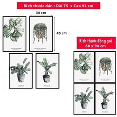 Decal dán tường Sticker dán tường in chất lượng cao có keo mặt sau mẫu hoa lá phong cách Vintage ZH64