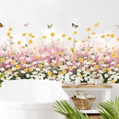 Decal dán tường Sticker dán tường in chất lượng cao có keo mặt sau mẫu Hoa Cúc Dại ZDB-2485
