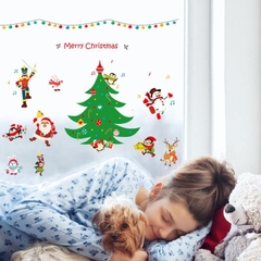 Decal dán tường Giáng Sinh 3D Ông già Noel HM92015DS trang trí tường, Sticker, Miếng dán tường, hình dán