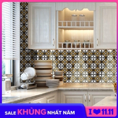 Bộ 12 Decal gạch bông - Decal dán tường kính sàn nhà gỗ - Giấy dán tường
