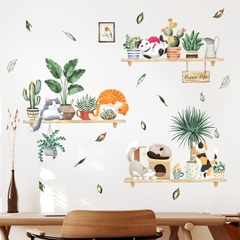 Decal dán tường Tranh dán tường Sticker Dán Tường Mẫu mèo con và hoa Cho bé ZH96