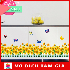 Decal dán chân tường HÀNG RÀO HOA HƯỚNG DƯƠNG -Decalchantuong