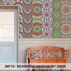 [HCM]Bộ 24 Sticker Decal gạch bông 20cm*20cm - Sticker Decal dán tường kính sàn nhà gỗ - Giấy dán tường ko cần thêm keo