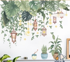 Decal dán tường Sticker dán tường in chất lượng cao có keo mặt sau mẫu Lá Cây Phong Cách Vintage ZH90