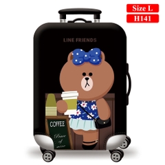 Túi bọc bảo vệ vali -Áo vỏ bọc vali -Gấu Đeo Nơ Xám H141 Size S M L XL HPValiOEM