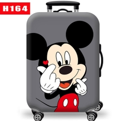Túi bọc bảo vệ vali - Áo vỏ bọc vali - Trùm vali -Mickey Xám Vải thun 2 Da, Co giãn 4 Chiều, Siêu Siêu Dày H164