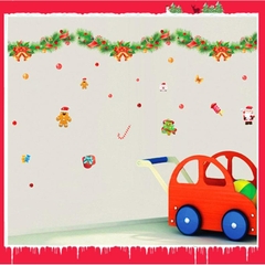 Decal trang trí giáng sinh  trang trí noel Ông già noel người tuyết túi quà và dòng chữ merry christmas SK6011