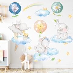 Decal dán tường cho bé Sticker dán tường các chú voi con ngộ nghĩnh ZDB-2183