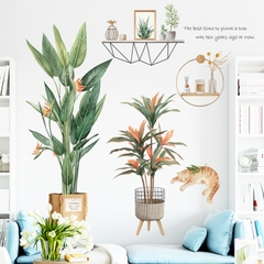 Decal dán tưởng hoa phóa Sticker dán tường có sẵn keo