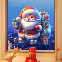Sticker Decal Trang Trí Giáng Sinh , Noel Mẫu Ông Già Noel Chibi In chất lượng cao JD3315
