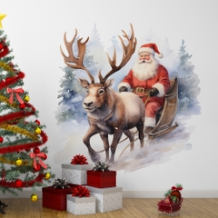 Sticker Decal Trang Trí Giáng Sinh , Noel Mẫu Ông Già Noel Chibi In chất lượng cao JD3315
