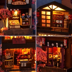 Mô hình 3D Book Nook Mẫu Hẻm Sakura,Noel Tự Làm bằng gỗ. Trang Trí Kệ sách, quà tặng sinh nhật Book Nook DIY TC25