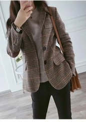 Áo vest blazer khaki dạ Xiny D315230