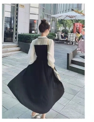 Đầm kiểu pháp cổ bẻ thêu ren Xiny D318230