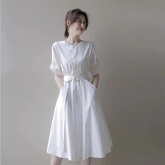 Đầm tay lỡ phối belt trắng Xiny D198230