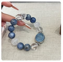 Vòng tay đá tự nhiên Aquamarine, Thạch Anh Xanh Bạc S925 Cao Cấp TS114240