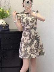 Set 2 món tân trung hoa: Áo sườn xám in mực + Quần short B528