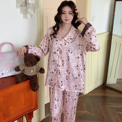 Bộ Đồ Ngủ Lụa Băng Tay Dài, Phong Cách Quốc Dân, Màu Tương Phản Cao Cấp DN159250