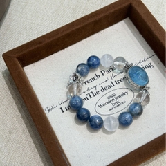 Vòng tay đá tự nhiên Aquamarine, Thạch Anh Xanh Bạc S925 Cao Cấp TS114240
