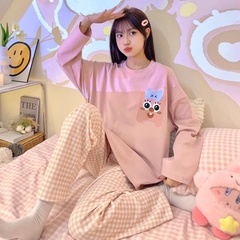 Set bộ đồ ngủ thun gân cao cấp họa tiết họa hình dể thương thu đông mới nhất D542240