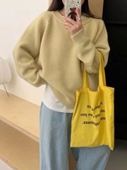 Áo len sweater tay dài màu trơn dể phối đồ xu hướng thu đông D420240