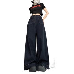 Quần jeans ống rộng lưng cao dáng rộng phong cách retro XINY QJ040250