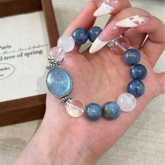Vòng tay đá tự nhiên Aquamarine, Thạch Anh Xanh Bạc S925 Cao Cấp TS114240