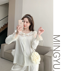Bộ Đồ Ngủ Nữ Phối Lưới Tay Tùng Bí, Thiết Kế Sang Trọng, Phong Cách Quyến Rũ DN157250