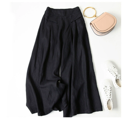 Quần Culottes Linen Cotton Ống Rộng Cạp Cao