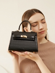 Túi Xách Nữ Da Bò Kelly Mini 2025 – Họa Tiết Cá Sấu, Đeo Chéo Nhẹ, Sang Trọng TX138250