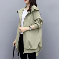 Áo khoác gió kaki có mũ áo cách điệu xẻ tà Phong cách Hàn Quốc D268240