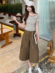 Set 2 món áo thun Tencel + quần lửng cotton B414