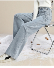 Quần jeans ống đứng Form rộng lót nhung dày ấm áp cho mùa thu đông XINY QJ038250
