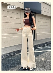 Quần jean Trắng ống rộng cạp cao thu đông phong cách Hàn Quốc QJ126240
