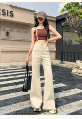Quần jean Trắng ống rộng cạp cao thu đông phong cách Hàn Quốc QJ126240