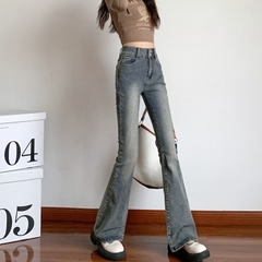 Quần jeans ống loe cạp cao phong cách, tôn dáng quả lê XINY QJ037250