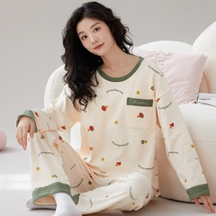 Bộ đồ ngủ thun gân cao cấp họa tiết họa hình dể thương thu đông mới nhất D542240