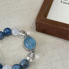 Vòng tay đá tự nhiên Aquamarine, Thạch Anh Xanh Bạc S925 Cao Cấp TS114240