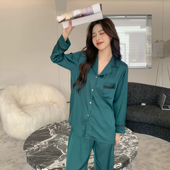 Bộ Đồ Ngủ Lụa Băng Mới Cho Nữ, Phong Cách INS, Quần Áo Mặc Nhà Dài Tay, Lụa Cao Cấp DN158250
