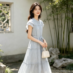 Đầm chấm bi tay cánh tiên phong cách Hàn B634