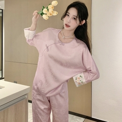 Bộ đồ ngủ lụa băng phong cách Trung Hoa nữ cổ điển thanh lịch XINY DN103250
