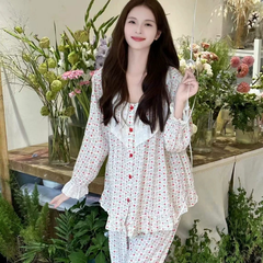 Bộ Đồ Ngủ Lụa Cotton Cao Cấp Mới Cho Nữ, Cổ Tròn Họa Tiết hoa nhí Sang Trọng DN156250